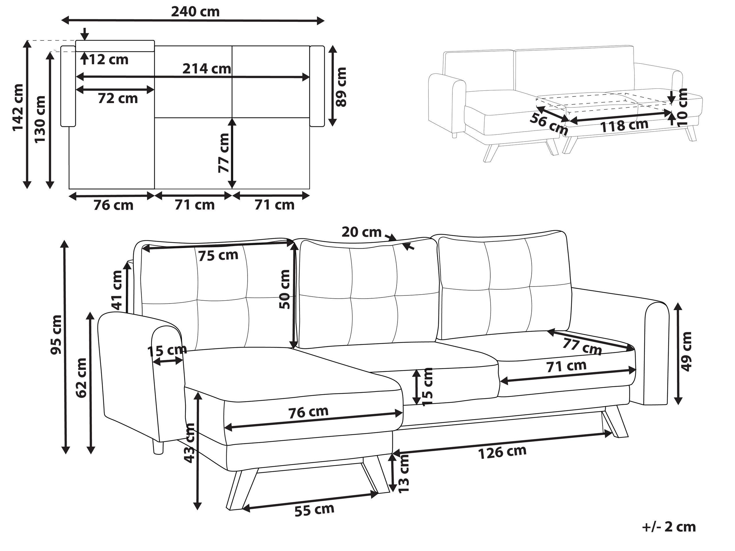 Beliani Canapé d'angle en Polyester Scandinave SIRO  