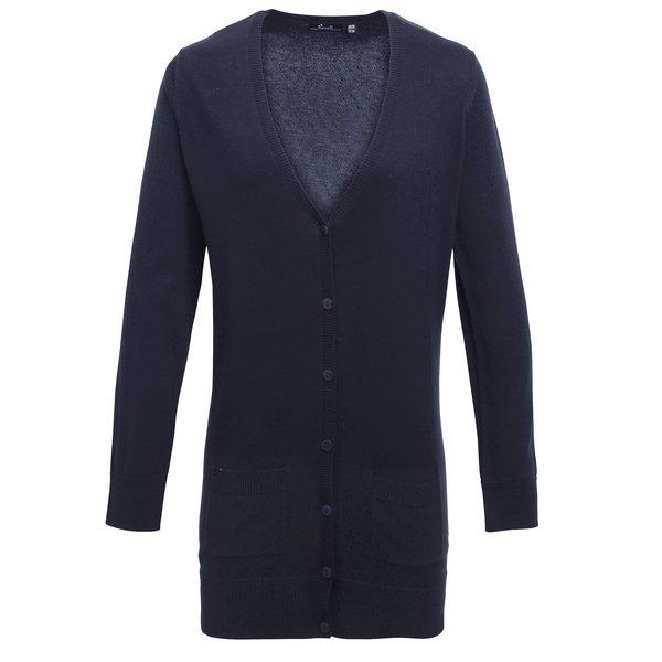 Image of Strickjacke Mit Vausschnitt, Längere Länge Unisex Marine 50