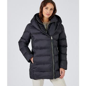 Parka enveloppante matelassée, large col châle, doublure Thermolactyl.