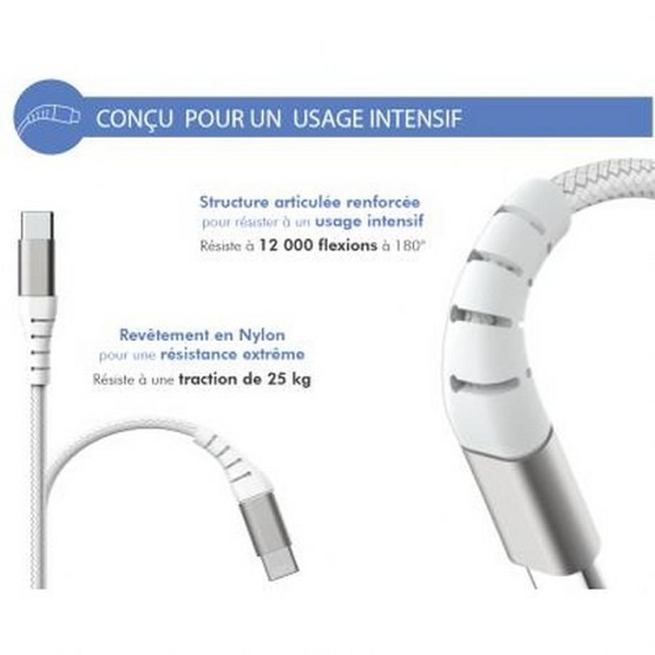 Force Power  Kabel USB A/Lightning 2m - 2.4A Blanc 