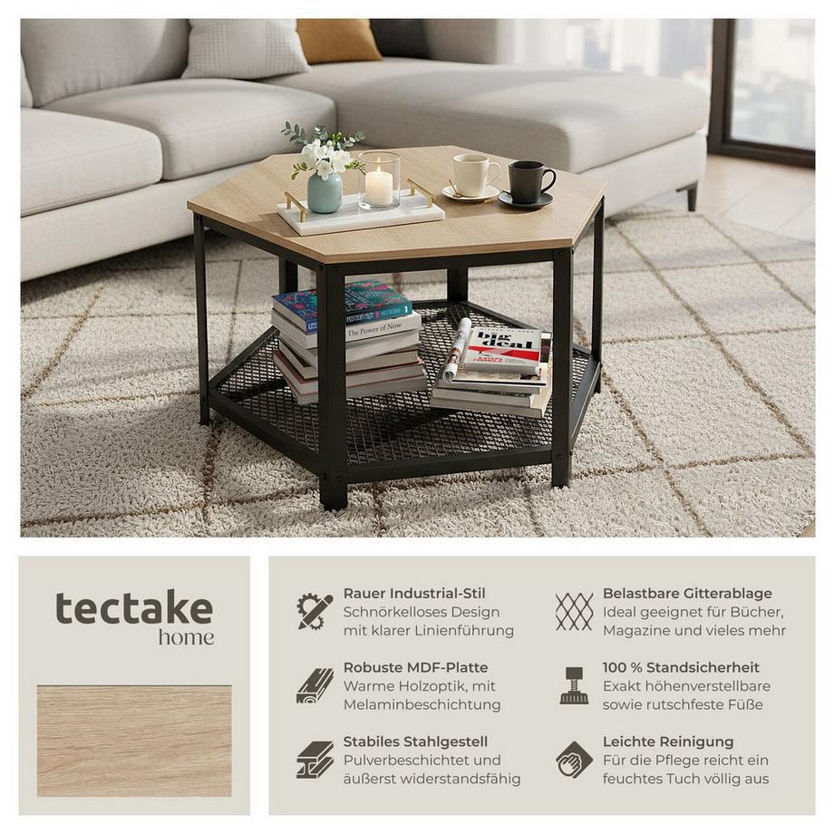 Tectake Tavolino da salotto Norwich stile industriale  