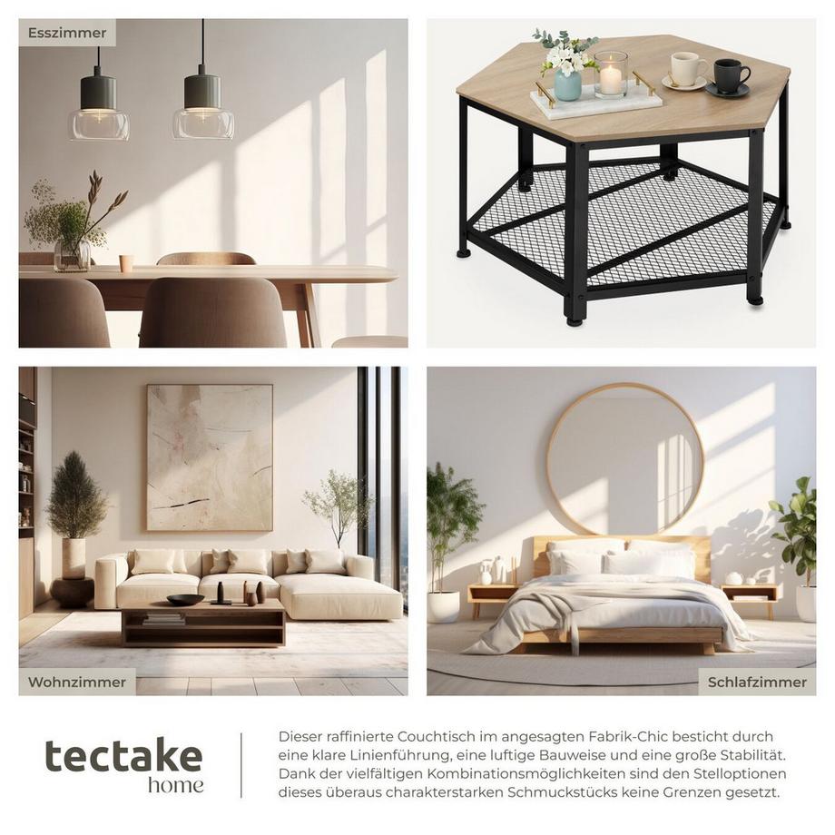 Tectake Tavolino da salotto Norwich stile industriale  