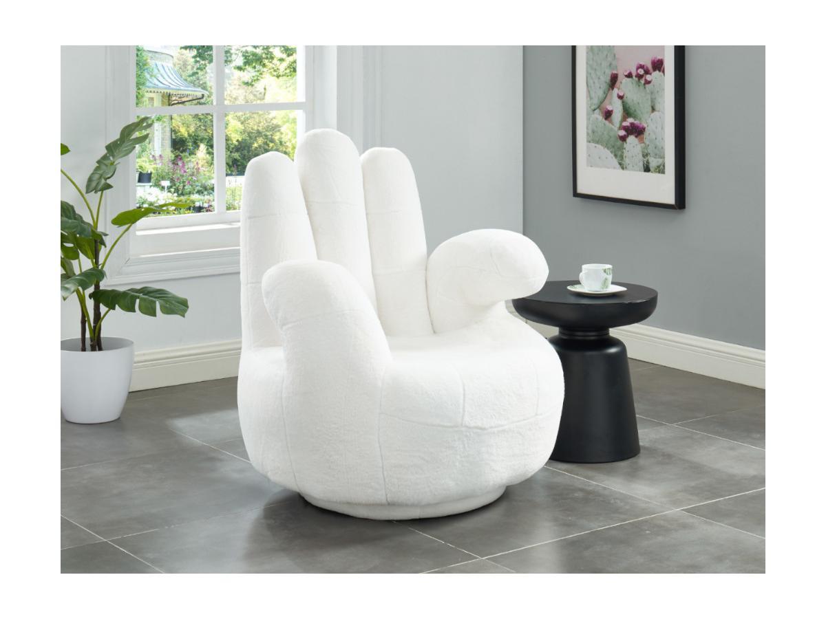 Vente-unique Fauteuil main pivotant CATCHY en fausse fourrure  