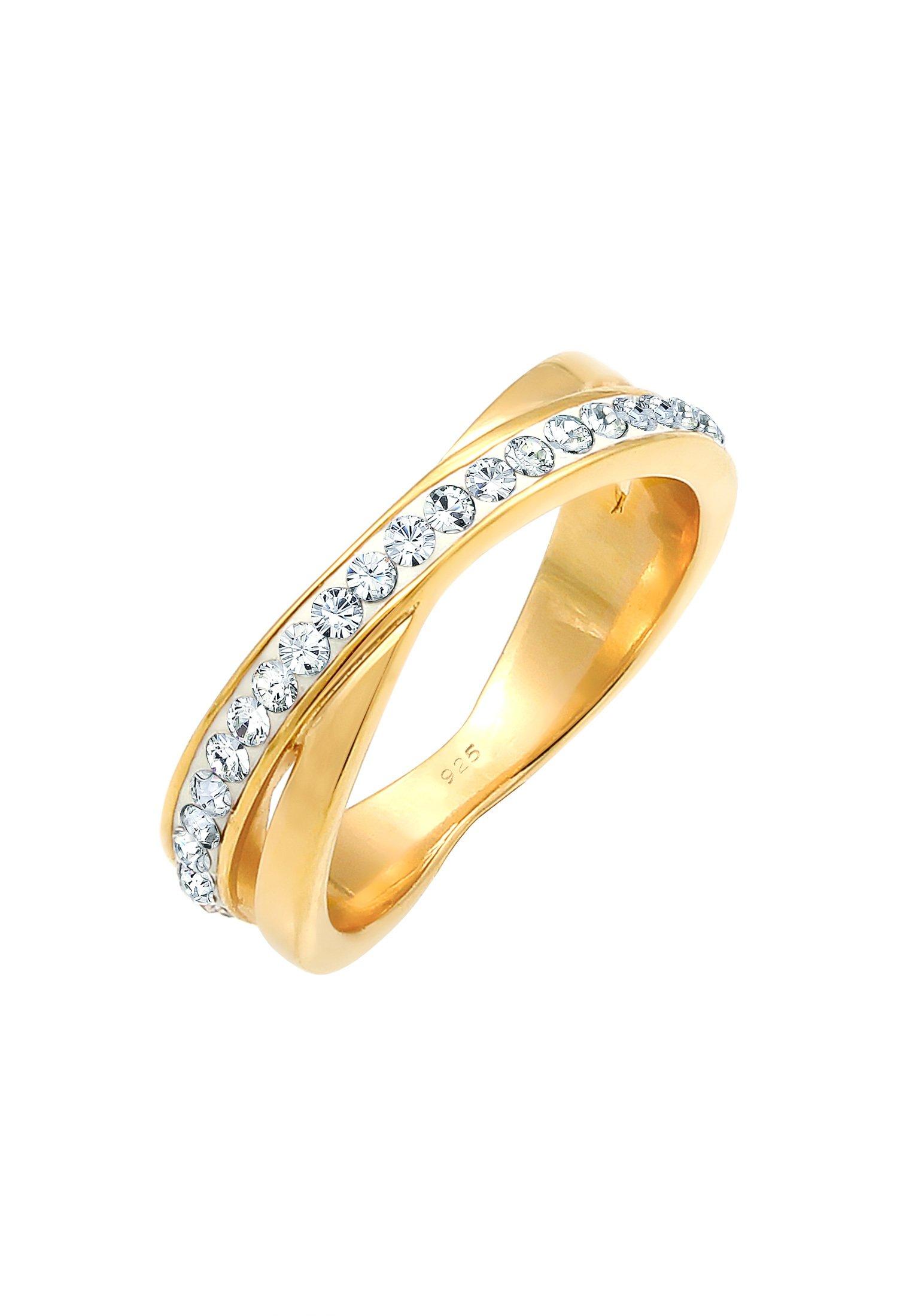 Image of Ring Wickelring Zart Basic Kristalle Damen Gold 52mm