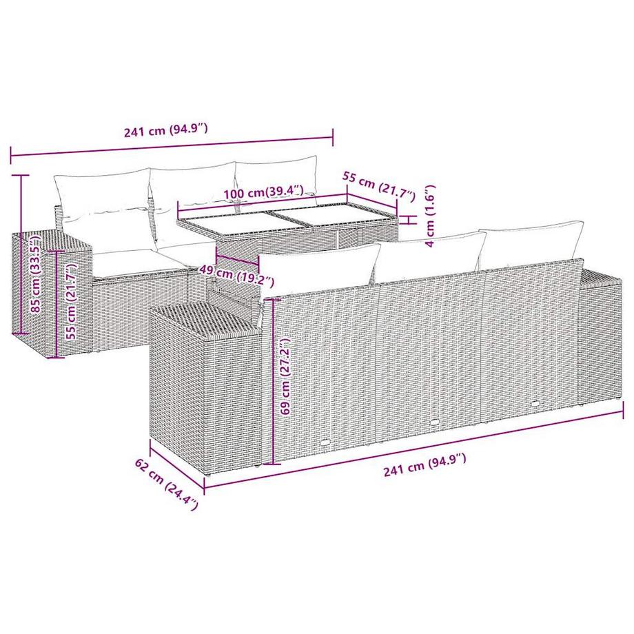 VidaXL Ensemble de canapés de jardin rotin synthétique  