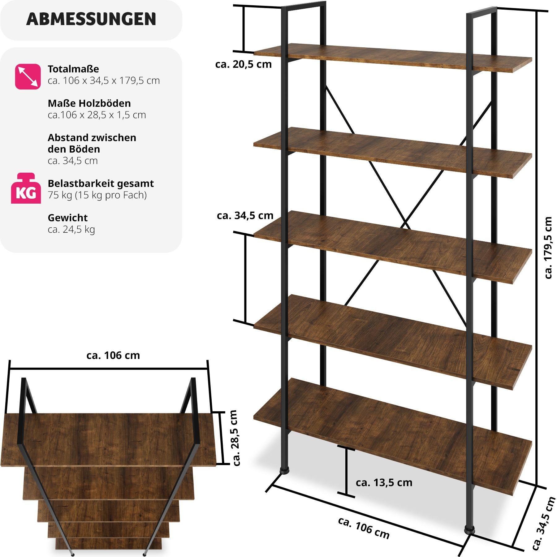 Tectake Scaffale Glasgow stile industrial  