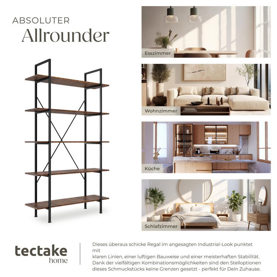 Tectake Étagère GLASGOW style industriel  