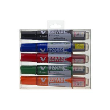 Pilot V-Board Master evidenziatore 5 pz Punta smussata Nero, Blu, Verde, Arancione, Rosso