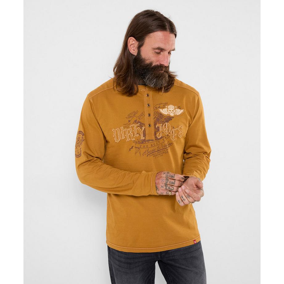 Dirty Joes Henley-Shirt mit Applikationen