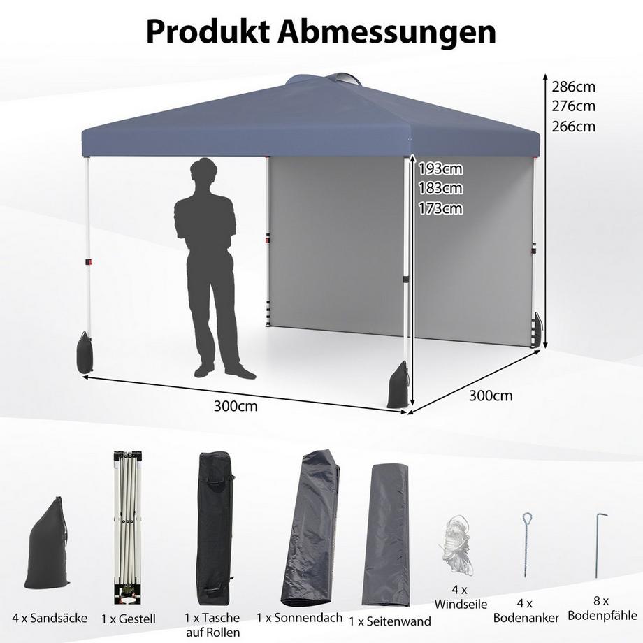 Northix Pop-Up-Pavillon mit Seitenwänden  