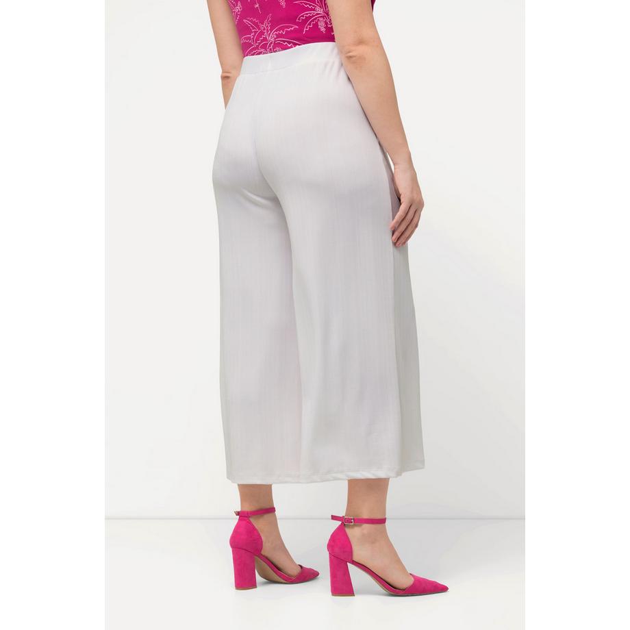 Ulla Popken Jupe-culotte texturée longueur mollet jambe droite taille élastique  