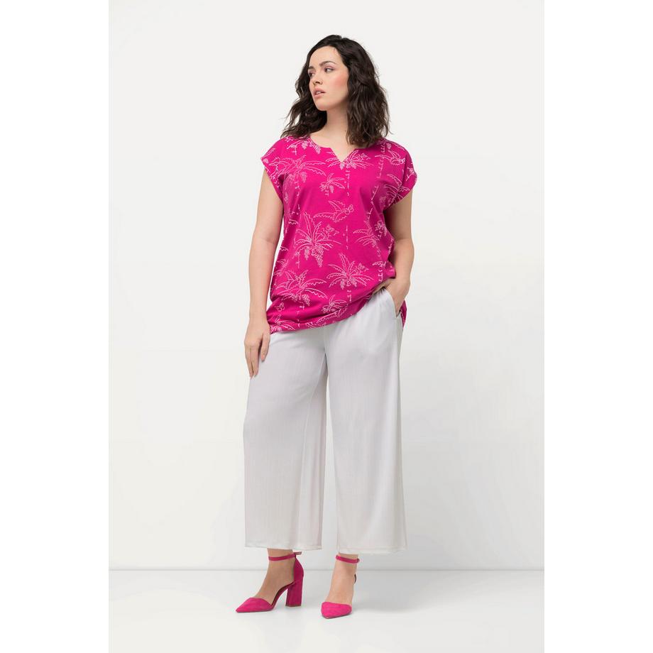 Ulla Popken Jupe-culotte texturée longueur mollet jambe droite taille élastique  