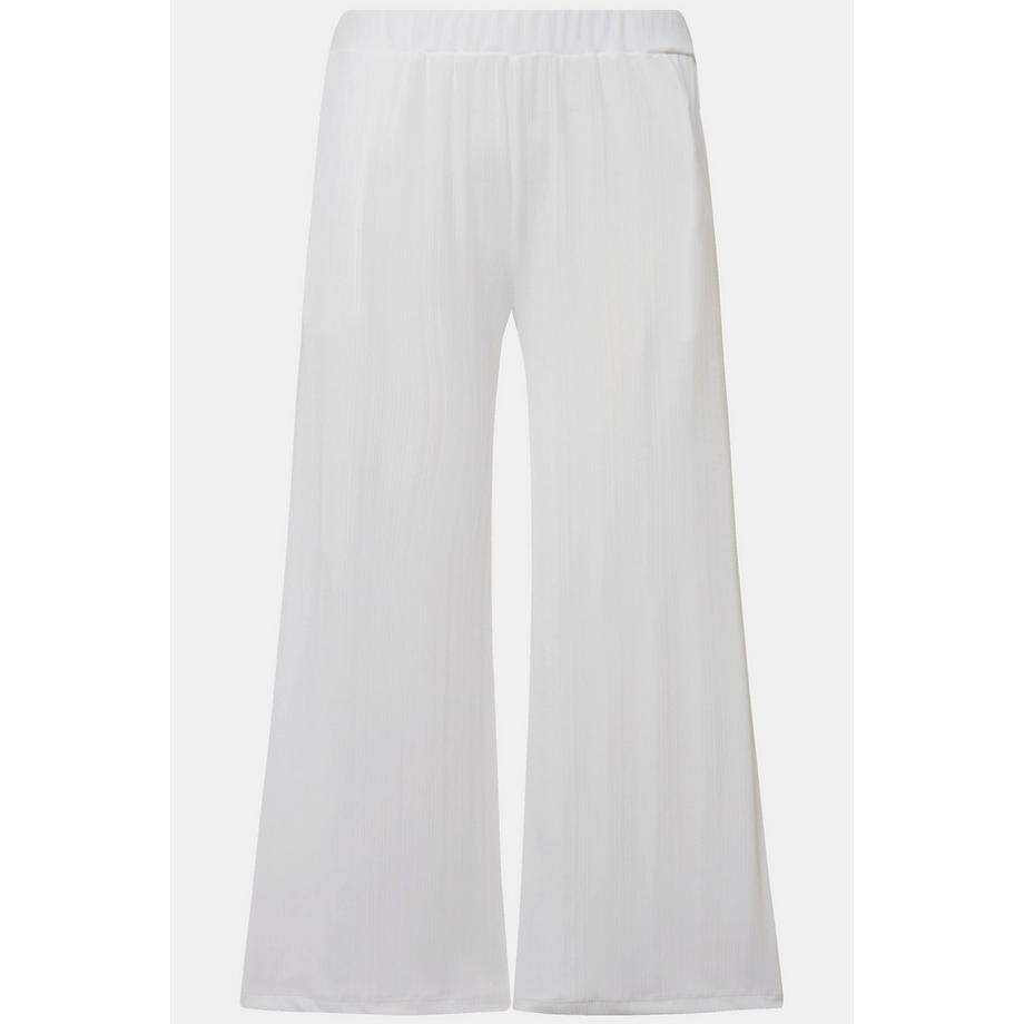 Ulla Popken Jupe-culotte texturée longueur mollet jambe droite taille élastique  