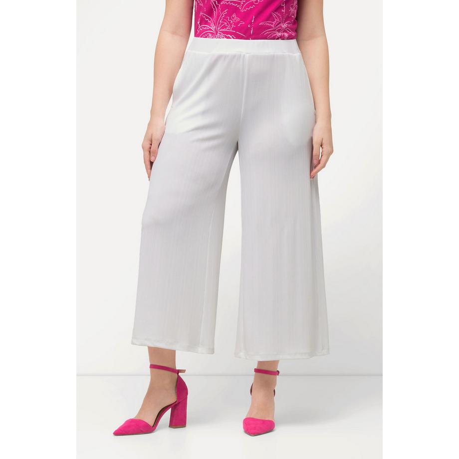 Ulla Popken Jupe-culotte texturée longueur mollet jambe droite taille élastique  