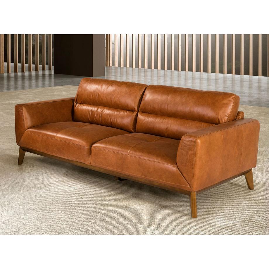 ANGEL CERDA Canapé 3 places en cuir marron  
