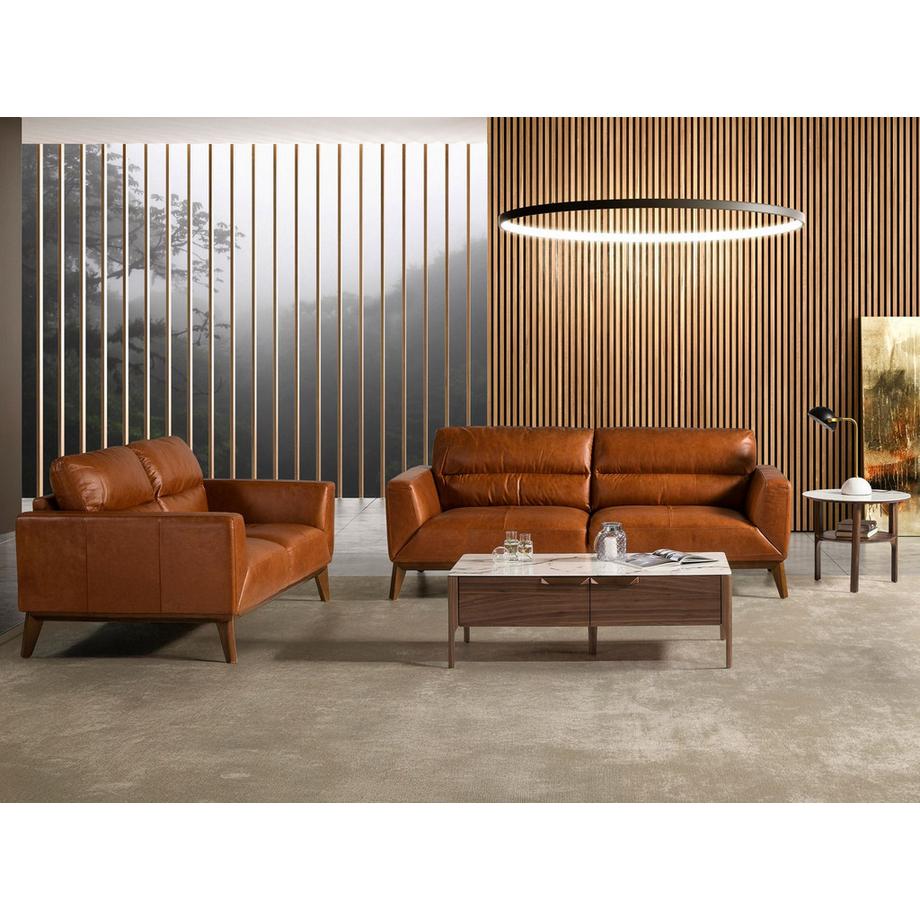 ANGEL CERDA Canapé 3 places en cuir marron  