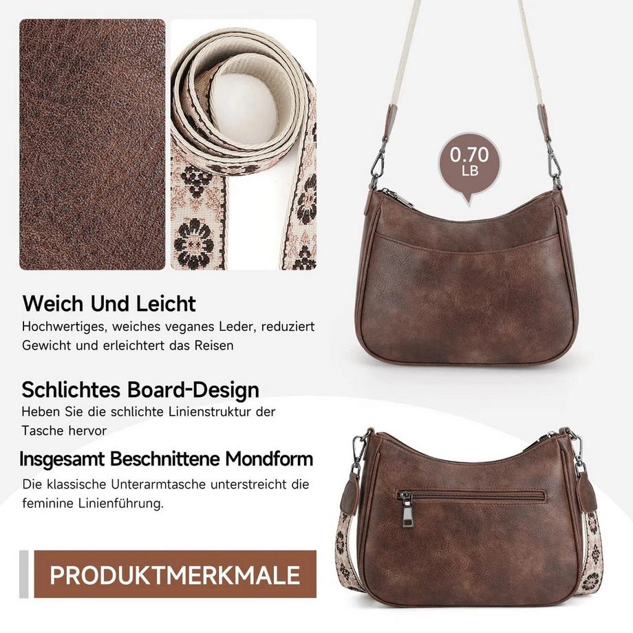 Only-bags.store Kleine Umhängetasche mit breitem Trageriemen und abnehmbarem Schultergurt  