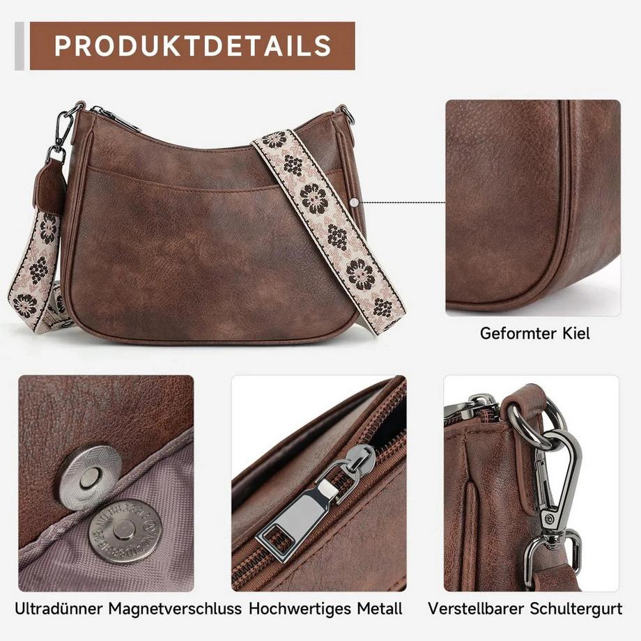 Only-bags.store Kleine Umhängetasche mit breitem Trageriemen und abnehmbarem Schultergurt  