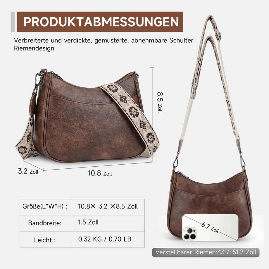 Only-bags.store Kleine Umhängetasche mit breitem Trageriemen und abnehmbarem Schultergurt  