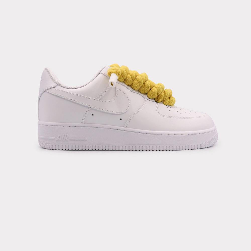 NIKE  Air Force 1 White - Rope Lace Yellow 