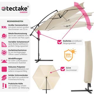 Tectake Sonnenschirm Ampelschirm Ciccio Ø 350cm mit Schutzhülle  