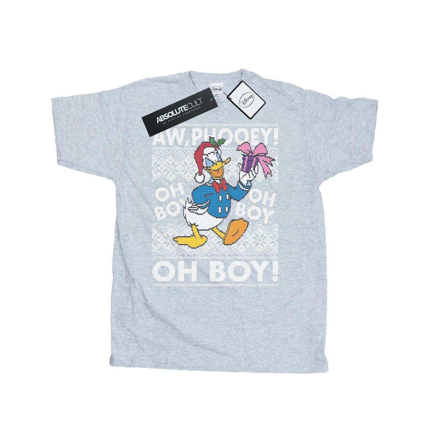 Image of Donald Duck Christmas Fair Isle Tshirt Herren Grau XXL