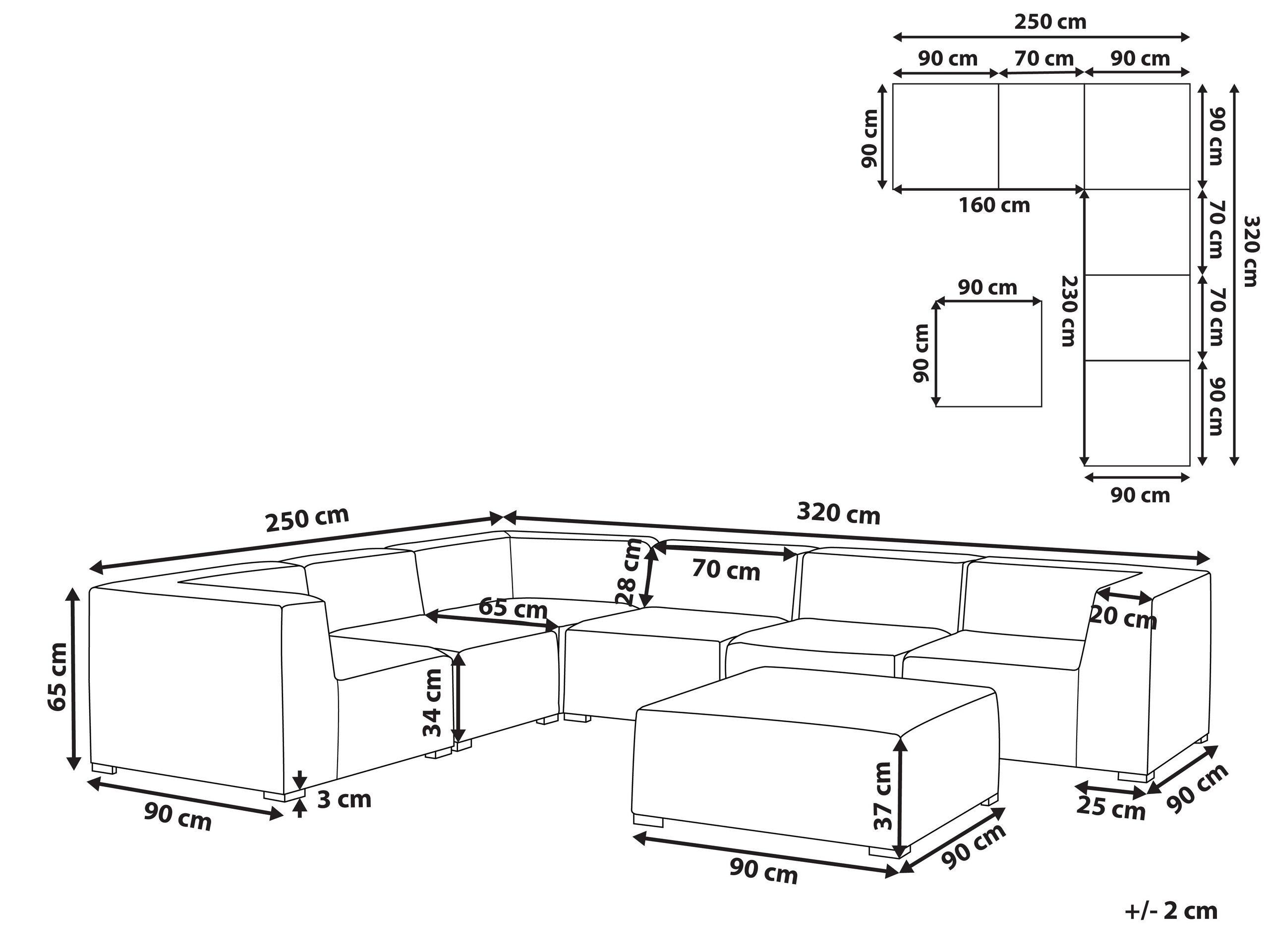 Beliani Ecksofa mit Ottomane aus Polyester Modern AREZZO  