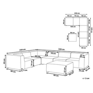 Beliani Canapé d'angle côté gauche avec ottoman en Polyester Moderne AREZZO  