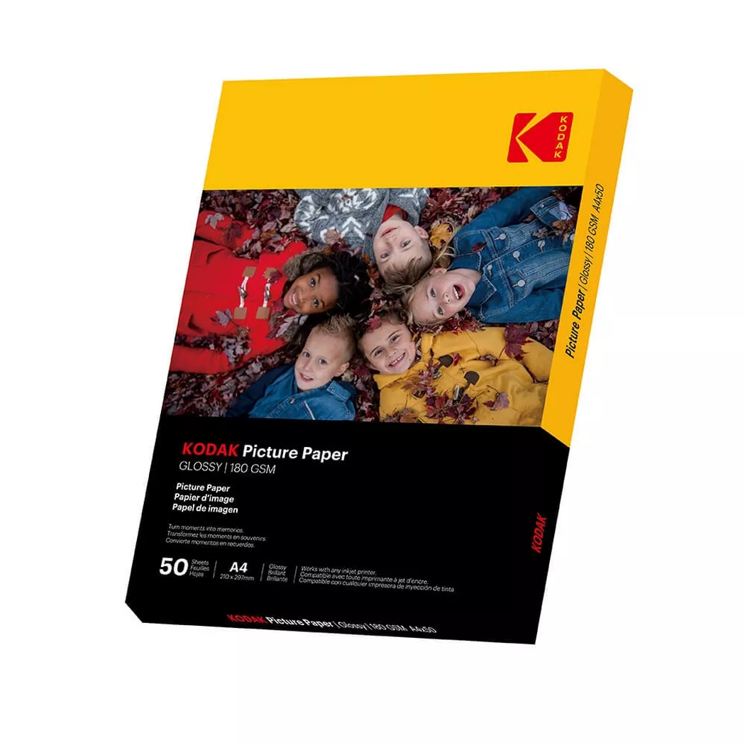 Kodak – 21 x 29,7 cm glänzendes Fotopapier, 180/m², 50 Blatt, One Size