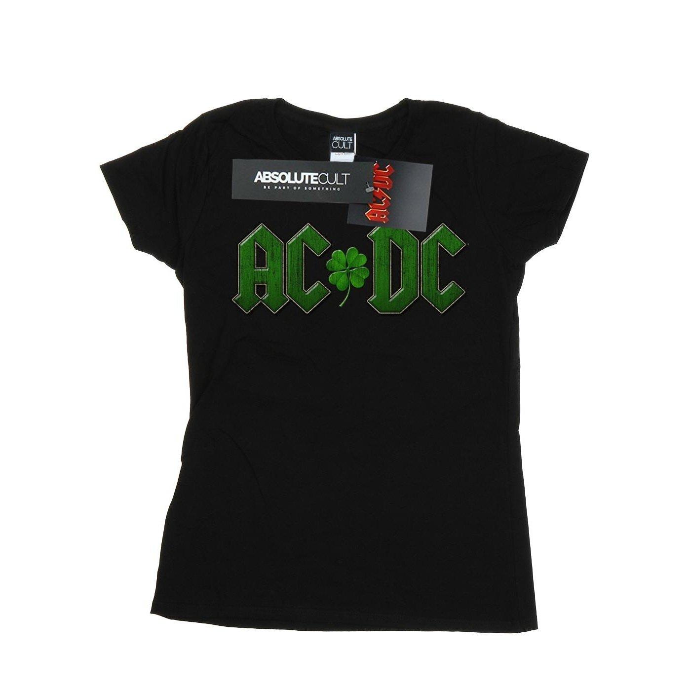 Image of Acdc Shamrock Logo Tshirt Damen Schwarz XL