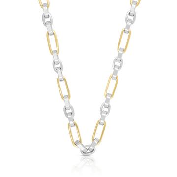 Collier fantaisie bicolore jaune/blanc or 750, 5.1mm, 45cm