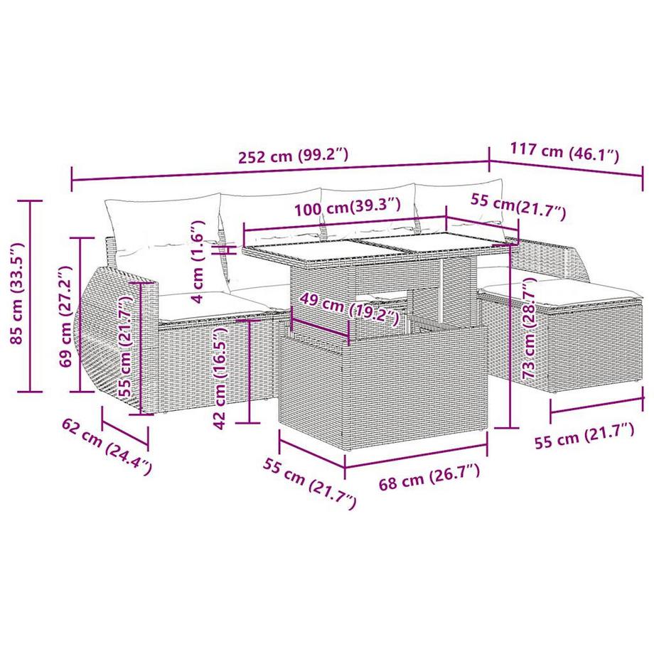 VidaXL Gartensofa set poly-rattan  