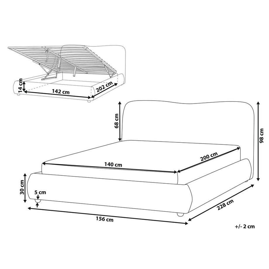 Beliani Lit ottoman en Tissu Moderne BLAGNAC  