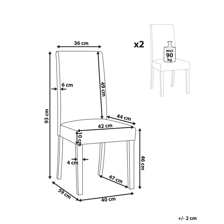 Beliani Set di 2 sedie da pranzo en Poliestere Retrò BROADWAY  