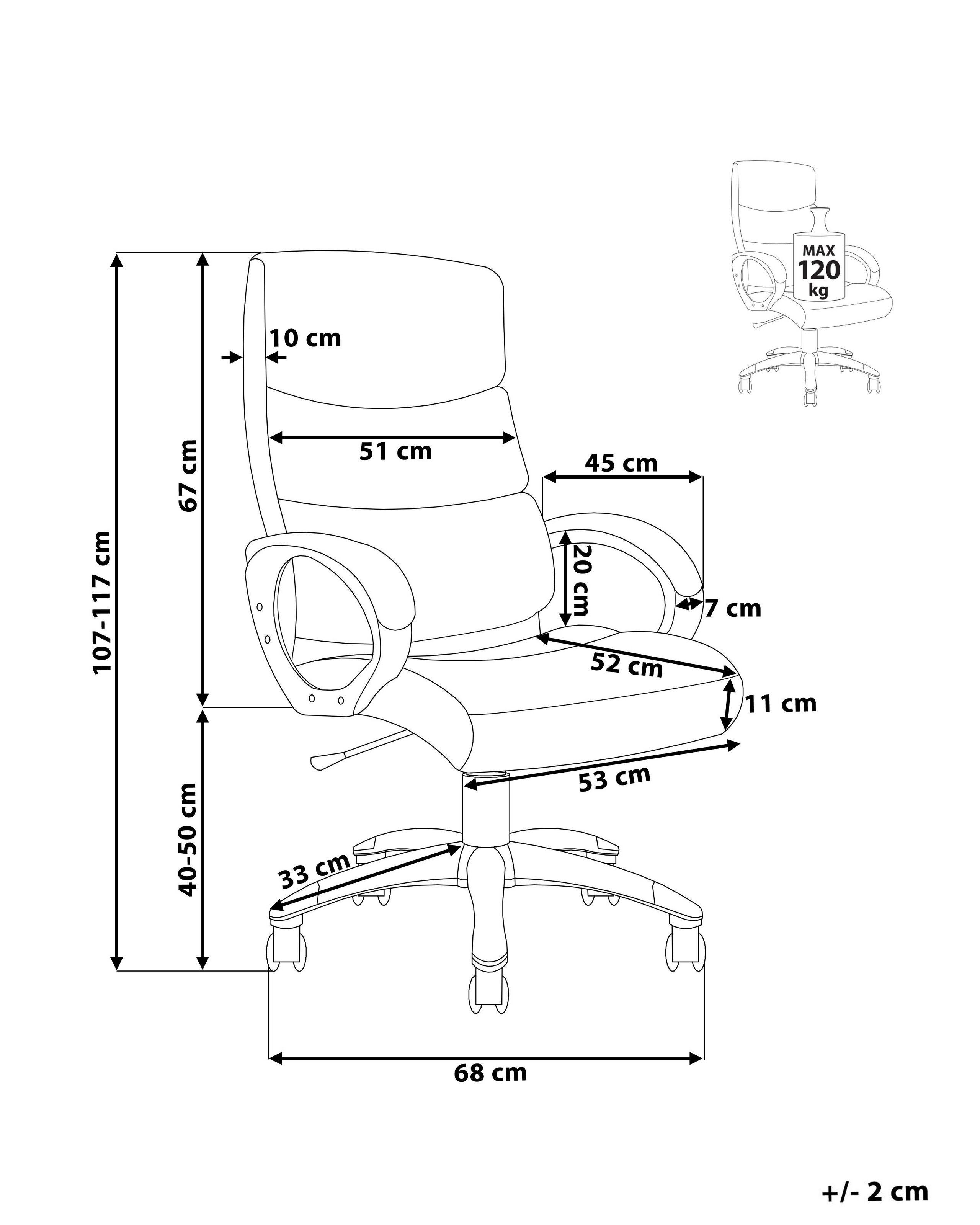 Beliani Fauteuil de bureau en Cuir PU Traditionnel KING  