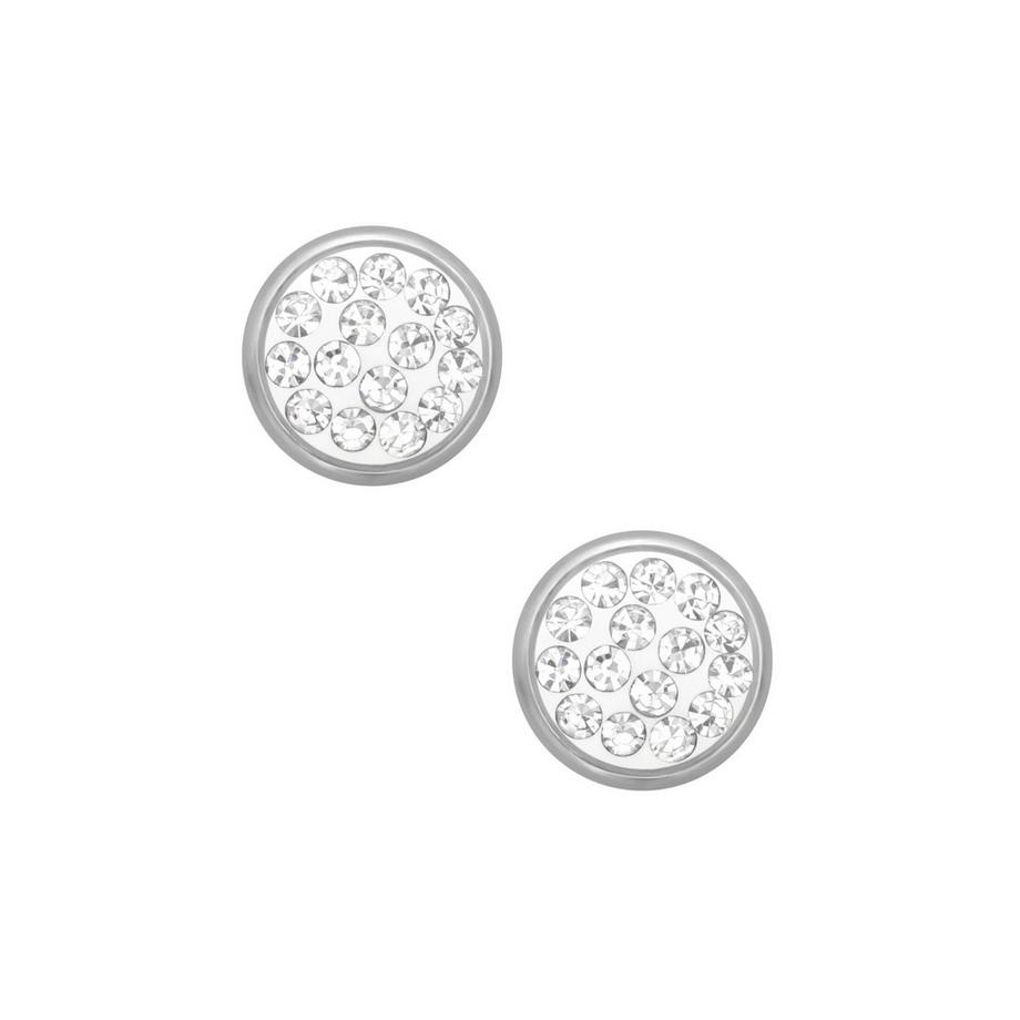 Maxte  Ohrstecker Rund  aus Hochglanzpoliertem Chirurgenstahl mit Kristall 