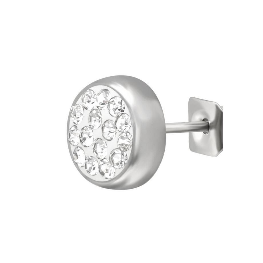 Maxte  Ohrstecker Rund  aus Hochglanzpoliertem Chirurgenstahl mit Kristall 