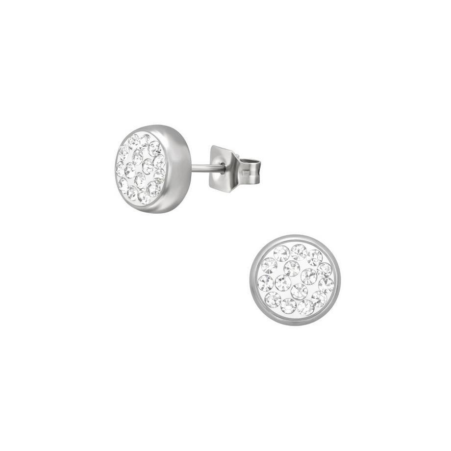 Ohrstecker Rund  aus Hochglanzpoliertem Chirurgenstahl mit Kristall