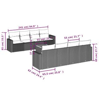 VidaXL Ensemble de canapés de jardin rotin synthétique  