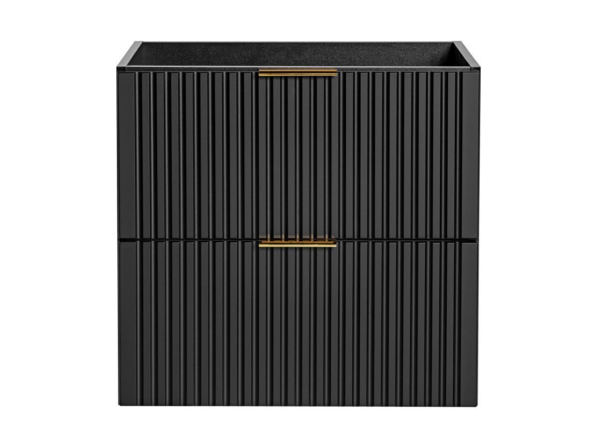 Vente-unique Waschbeckenunterschrank hängend - Streifenoptik - Schwarz - 60 cm - ZEVARA  