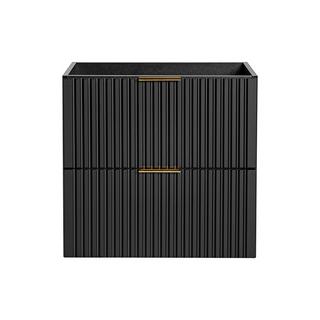 Vente-unique Mobile sotto lavabo sospeso a righe L60 cm Nero - ZEVARA  