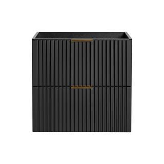 Vente-unique Mobile sotto lavabo sospeso a righe L60 cm Nero - ZEVARA  