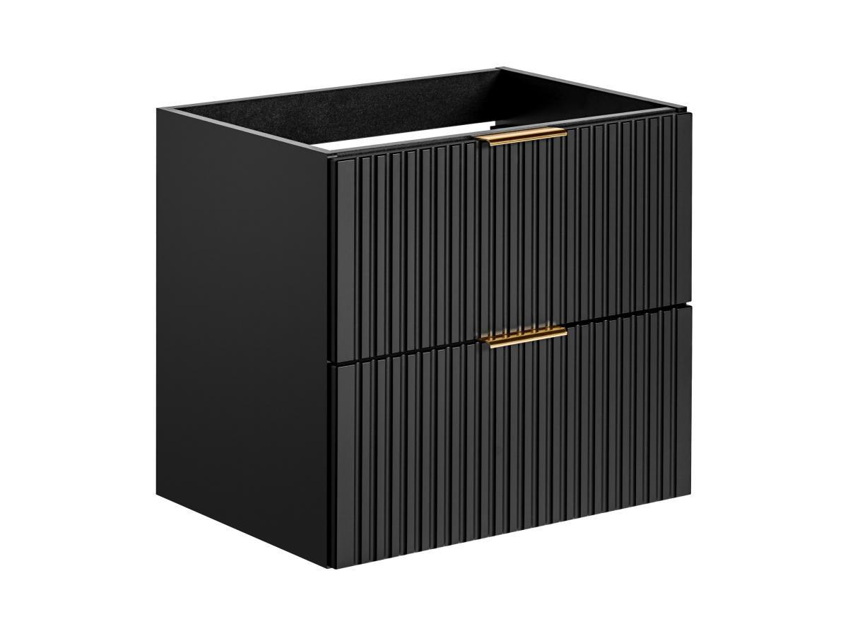 Vente-unique Waschbeckenunterschrank hängend - Streifenoptik - Schwarz - 60 cm - ZEVARA  