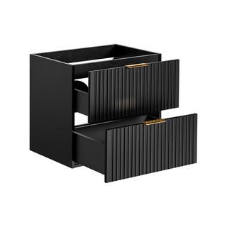 Vente-unique Mobile sotto lavabo sospeso a righe L60 cm Nero - ZEVARA  