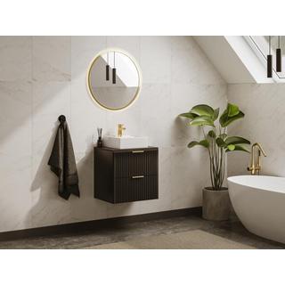 Vente-unique Mobile sotto lavabo sospeso a righe L60 cm Nero - ZEVARA  