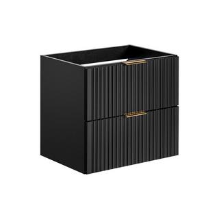 Vente-unique Mobile sotto lavabo sospeso a righe L60 cm Nero - ZEVARA  