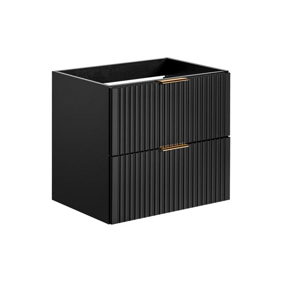 Mobile sotto lavabo sospeso a righe L60 cm Nero - ZEVARA