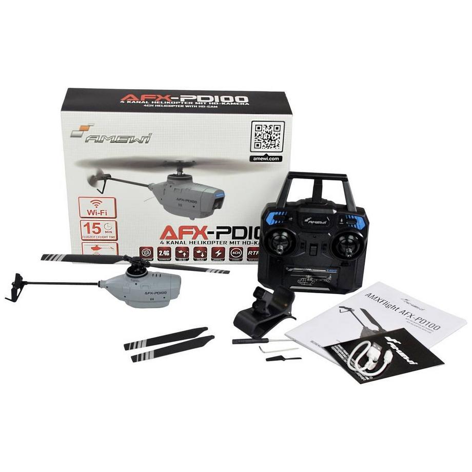 Amewi  AFX-PD100 4-Kanal Helikopter mit HD-Kamera 6G 2.4GHz, RTF 
