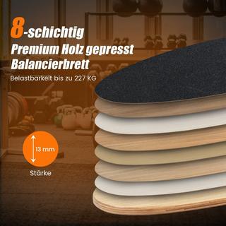 B2X  Planche d'équilibre en bois, planche oscillante avec roue et couverture, kit de planche d'équilibre 3 en 1, noir 