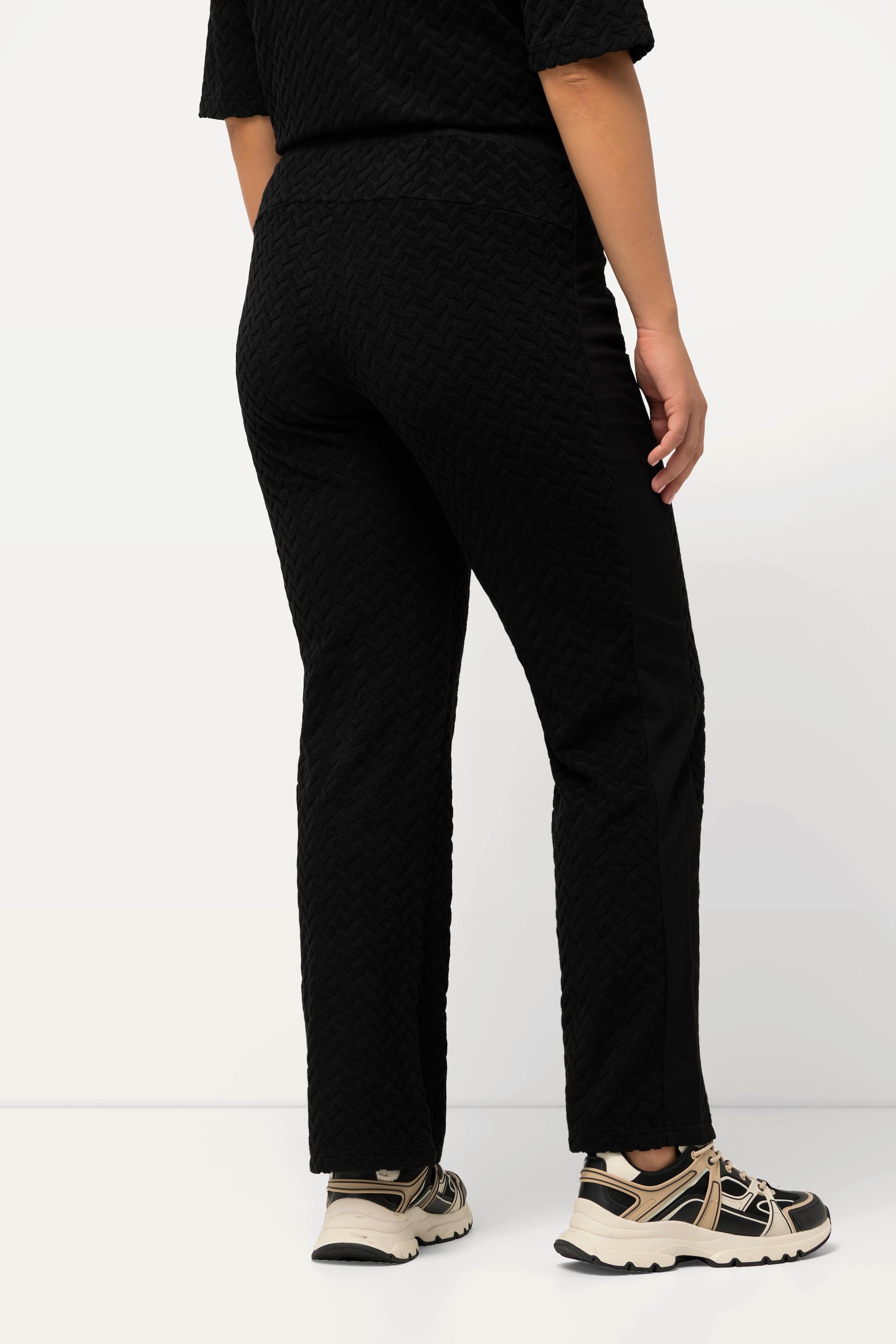 Ulla Popken  Pantalon de jogging en tissu éponge. Imprimé chevrons. Jambe évasée. 